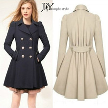 JY 2016 yards in length the spring and autumn double breasted windbreaker jacket slim female commuter style M