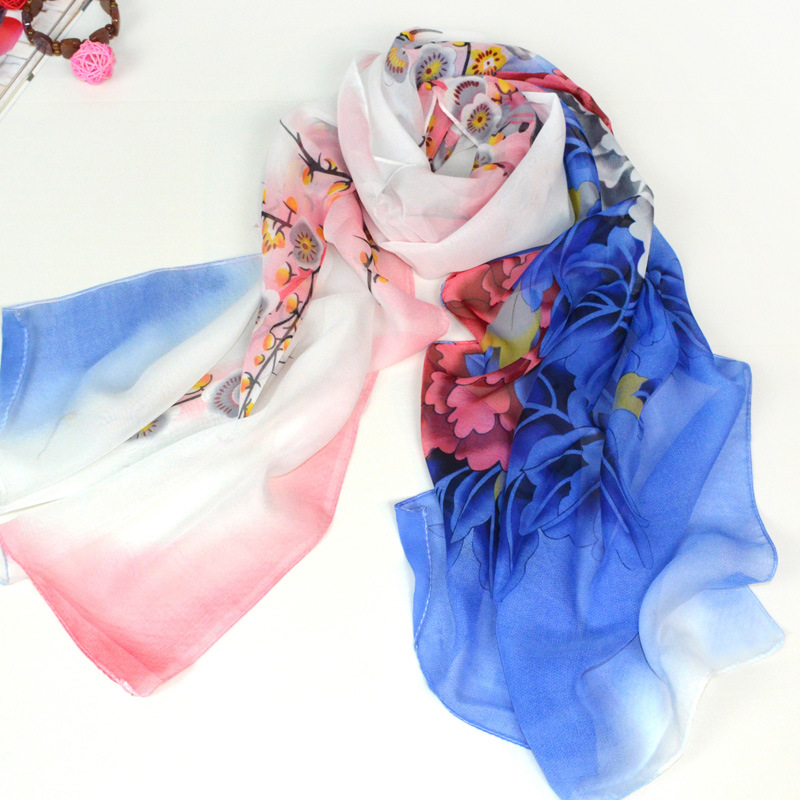 Image of Chiffon Silk Scarf Women Fashion Designer Brand Scarf Winter Shawls And Scarves Sjaal Cachecol Echarpes Foulards Femme