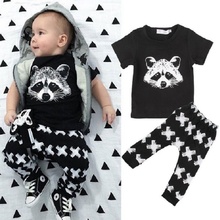 2016 Summer Brand Baby Boys Clothing Set Short Sleeve Black Baby Boy Clothes Set Children Letter T Shirt Pant 2pcs Set