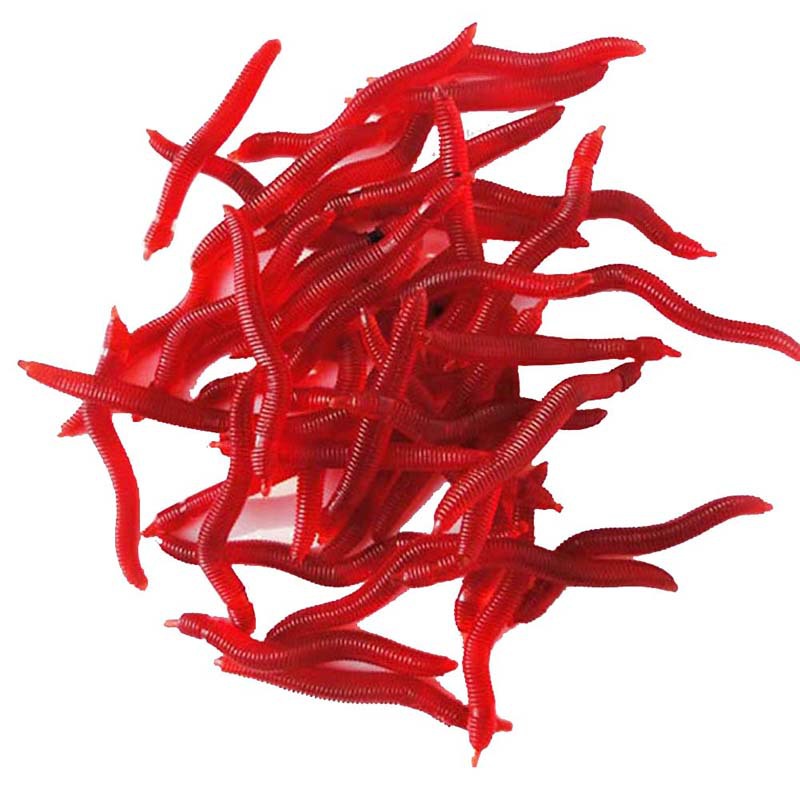 Image of 100pcs/lot Smelly/Flavored Soft Plastic Fishing Lure Bait Bionic Red Worm 4cm for fishing Earthworm Maggot 4CM Free Shipping H1E