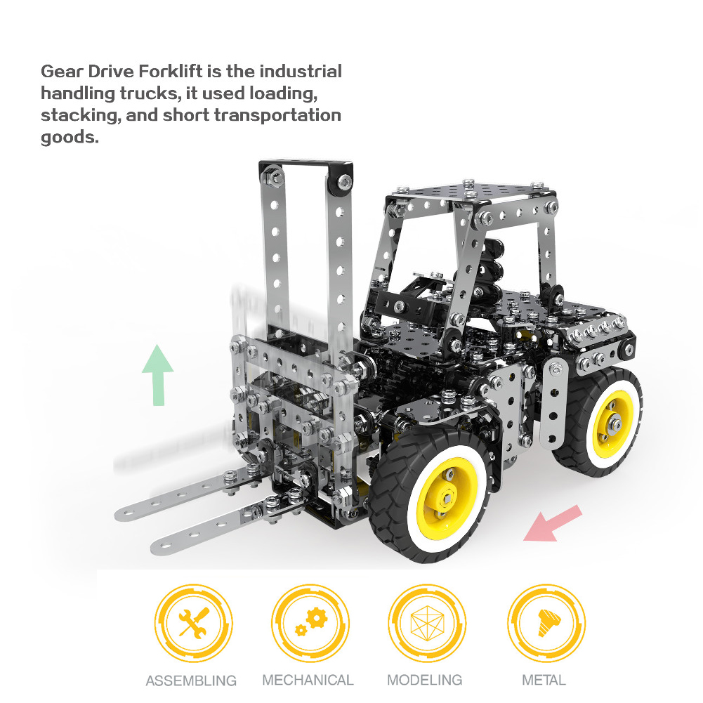 589pcs gear manual drive forklift truck model building blocks