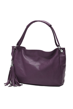 Women Handbag PU Leather Zipper Closure Tassel Crossbody Shoulder Bag Purple