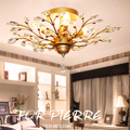 American Country Crystal Ceiling Lights Fixture Home Indoor Lighting Foyer Study Bedroom Dining Room Restaurant Ceiling
