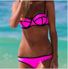 New 2014 Women Sexy Bikini With Rims Triangle Bra Neoprene Bikini Women s Hot Swimsuits Ladies