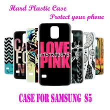Case For Samsung Galaxy S5 I9600 SV Newest New Brand LOVE PINK Cool Black Back Style Plastic Durable Plastic Mobile Phone Cover