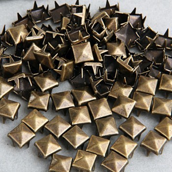 100pcs 8mm Brass Pyramid Studs Nailheads Rivet Spike Punk Bag Leather Craft Bracelets Clothes