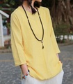 2016 spring product launches original design 100 cotton linen loose big yards recreational T shirt