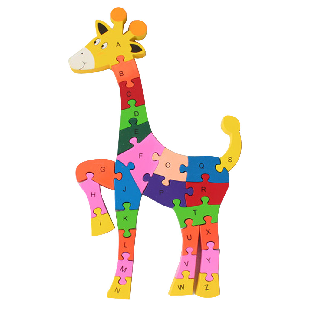 Giraffe Wooden Puzzle Board set PLAY /LEARN /READ ALPHABET Letters set 26 p 