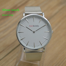 fashion dress quartz nylon man watch woman 40mm waterproof PU steel real leather band silver antibrittle