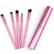 5 pcs Pony Hair Pro Makeup Eye shadow Brushes Set pink Make up Brushes Set Tools Cosmetics Soft Eyeshadow Brush Holder Set Kits