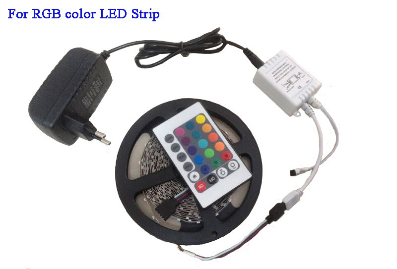 3528 5050 RGB led strip Cold white Warm white blue red green yellow with remote control and power adapter (4) (1)