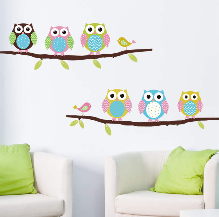 Image of Animal cartoon owl DIY Vinyl Wall Stickers For Kids Rooms Home Decor Art Decals 3D Wallpaper decoration adesivo de parede