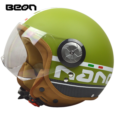 Фотография Fashion brand Beon Motorcycle helmets retro scooter open face helmet vintage Electric bicycle 3/4 capacete Green