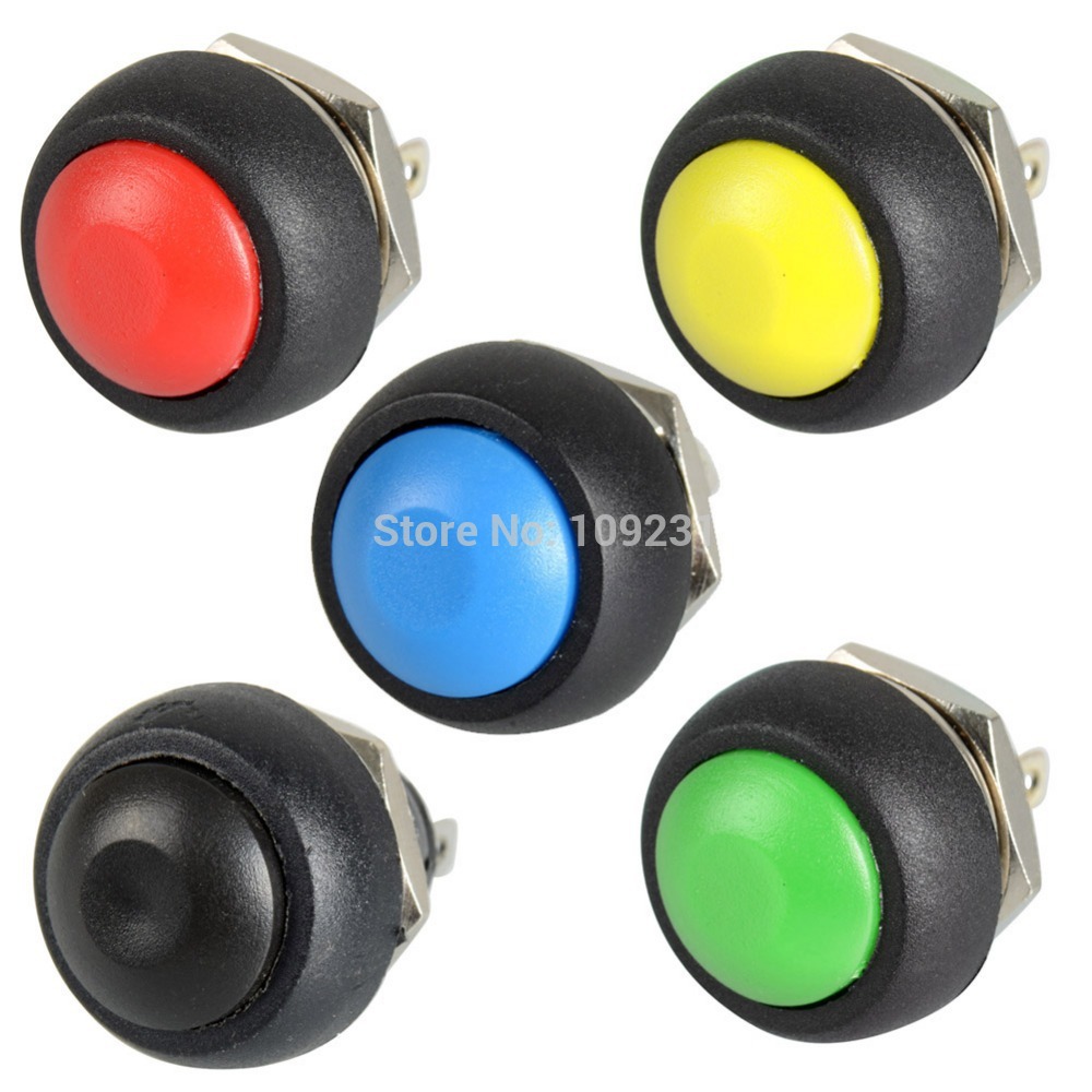 A13 5PCS LOT Black Red Green Yellow Blue 12mm Waterproof Momentary Push button Switch VE059 P