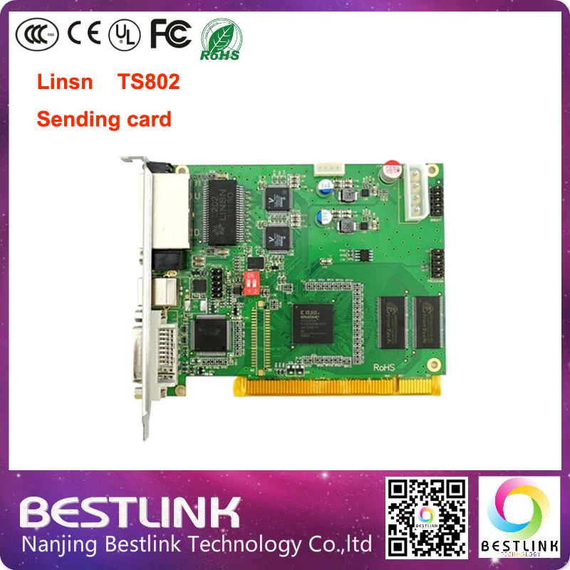 Linsn TS802 sending card 640*2048 pixel video controller card synchronous rgb sending program ts802d for LED video screen wall