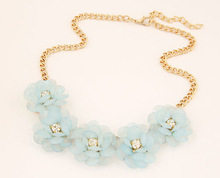 star Jewelry wholesale 4 colors Gold Plated Flower Statement Necklace For Woman 2015 New collar necklaces