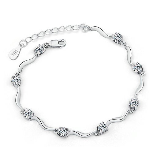 Image of 1Pcs Silver Plated Jewelry Bracelets Crystal Charm Chain Bracelet NEW Fashion For Women Lady Girl