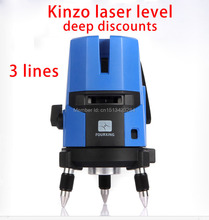 Envío gratis KINZO línea láser de línea de la cruz nivel láser rotativo autonivelante 3 líneas 2V1H red 3 P láser 360 línea gratis niveles