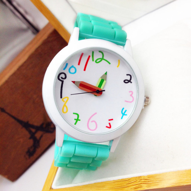 Zegarek dziecięcy kredki wskazówki kolorowe cyferki różne