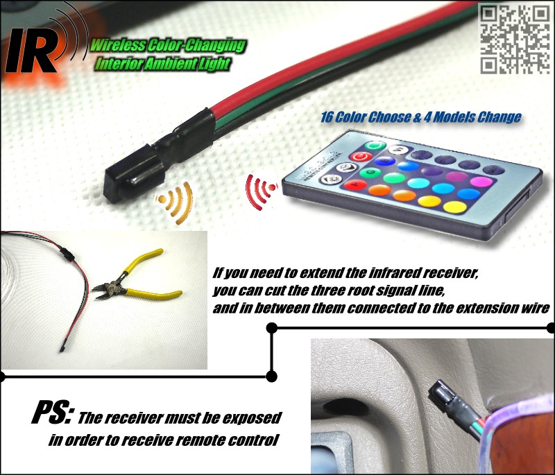Color Change Inside Interior Ambient Light Wireless Control For Mercedes Benz S MB W126 W140 W220 W221 W222 C217 infromation
