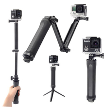 New Go Pro Accessories 3 Way Monopod Grip Extension Arm Tripod Mount For action camera Gopro hero 4 2 3 3+ SJ4000 SJ500