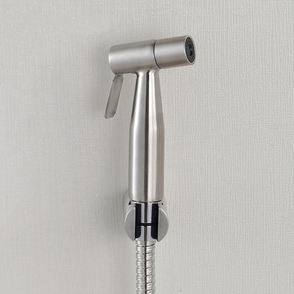 Brushed Nickel Stainless Steel Toilet Handheld Diaper Sprayer Shower Shattaf Bidet spray Douche kit Jet Hose Holder