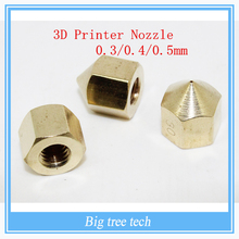 10pcs/lot 3D Printer Nozzle Makergear Prusa Head J-head Extrusion Nozzle Copper E3D Nozzle / Extruder 0.3/0.4/0.5MM
