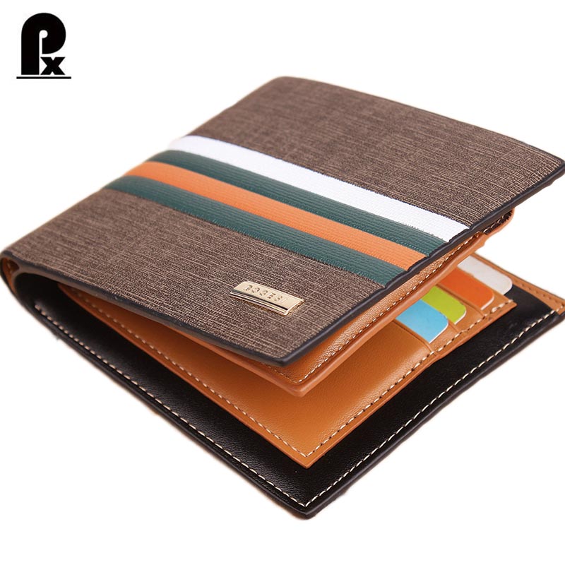 Image of 2016 designer genuine pu leather wallet men wallets luxury brand Brown Striped russia money clip men's leather wallet male purse