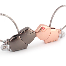 kiss Pig a pair couple key chain key ring car lovers key bag pendant