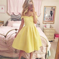 2016 New Fashion Autumn Bandage Cute Off The Shoulder Sleeveless Elegant Sexy Short Evening Party Vintage