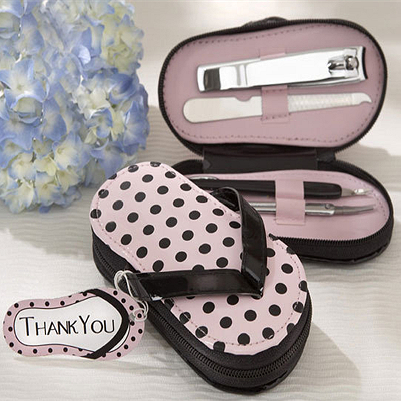 nail tool set lovely slipper Pink Polka Dotlovely Purse Manicure Set Shower Favors Flip Flop Nail scissor Care Pedicure Set