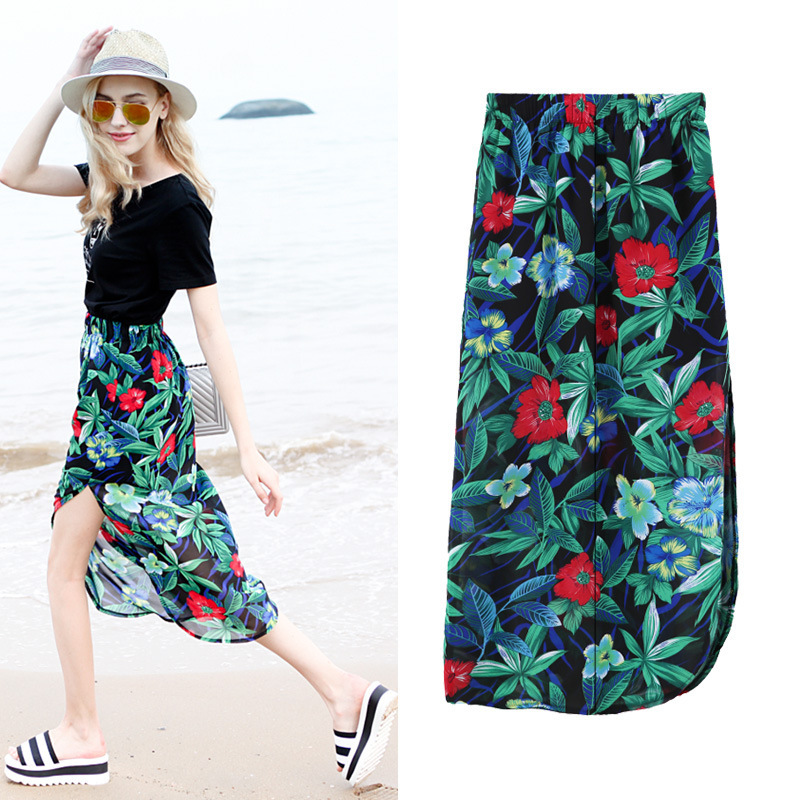 Bohemian maxi Skirt Summer Style Beach Chiffon Lon...