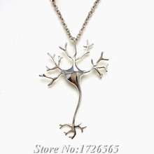 New Summer Jewelry Science 3D Neuron Necklace Pendant Boho Chic Long Thin Chain Nerve Cell Colar