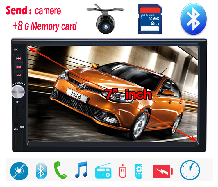 Image of NEW 7'HD Touch Screen Car MP4 MP5 player BLUETOOTH hands free rear view camera automotivo free shipping
