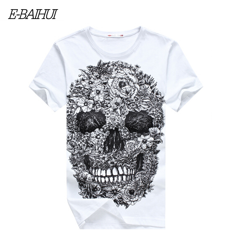 Image of E-BAIHUI mens t shirts fashion 2015 Skull 3d t shirt men Hip Hop Men T-shirt Casual Fitness Skate Swag marcelo burlon Y049