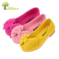 J Ghee 2017 New Fashion Girls Shoes PU Leather With Big Bowtie Candy Color Children Sneakers