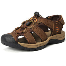 39-47 Plus Size Men Sandals Genuine Leather Fashion Summer Shoes Men Slippers Big Size Men’s Sandals New Soft Leather
