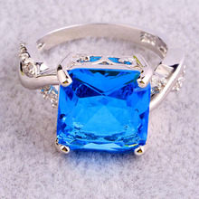 New Fashion Rings Saucy Blue Topaz 925 Silver Ring For Anniversary Size 6 7 8 9