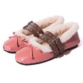 2017 New winter warm sheep fur wool shoes women Flats Ballet loafers with Belt bow Luxury