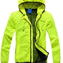 Hot Sale Women Active Style New Coat Slim Polka Dot Full Sleeves Zipper Autumn Coat Fluorescent