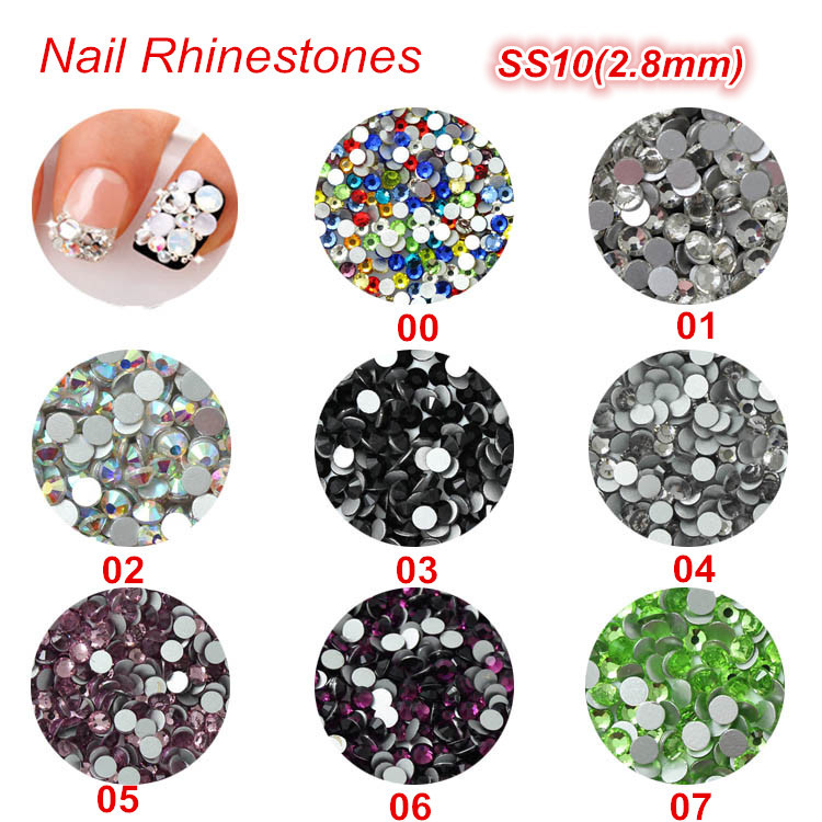 Image of strass nail art SS10 2.8mm Nail Rhinestones to Nails Art Glitter Crystal Decoration Fashion Non HotFix Rhinestone Decor 1400pcs