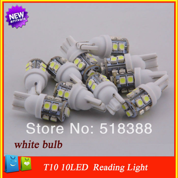 Image of 10pcs T10 10 led white bulb core highlight/car styling light/parking light lamp/reading lamp license plate lamp car light source