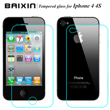 2Pcs/Lot 0.3mm2.5D Front and Back Tempered Glass for iPhone 4 4s Explosion Proof Toughened protective Film screen protector