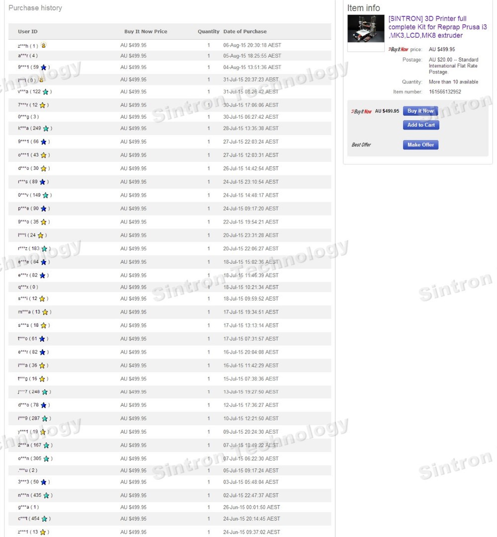Sintron High Accuracy Diy 3d Printer Kit For Reprap Prusa I3 Mk3