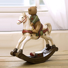 Soft time American country upscale home accessories resin ornaments hand painted decorations Matt Bear Rocking Horse