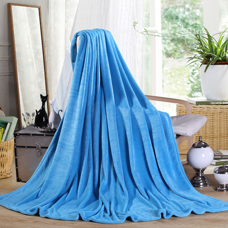 New fashion Solid adult kids child student portable travel sky blue super soft solid flannel blanket bedding sets Four size