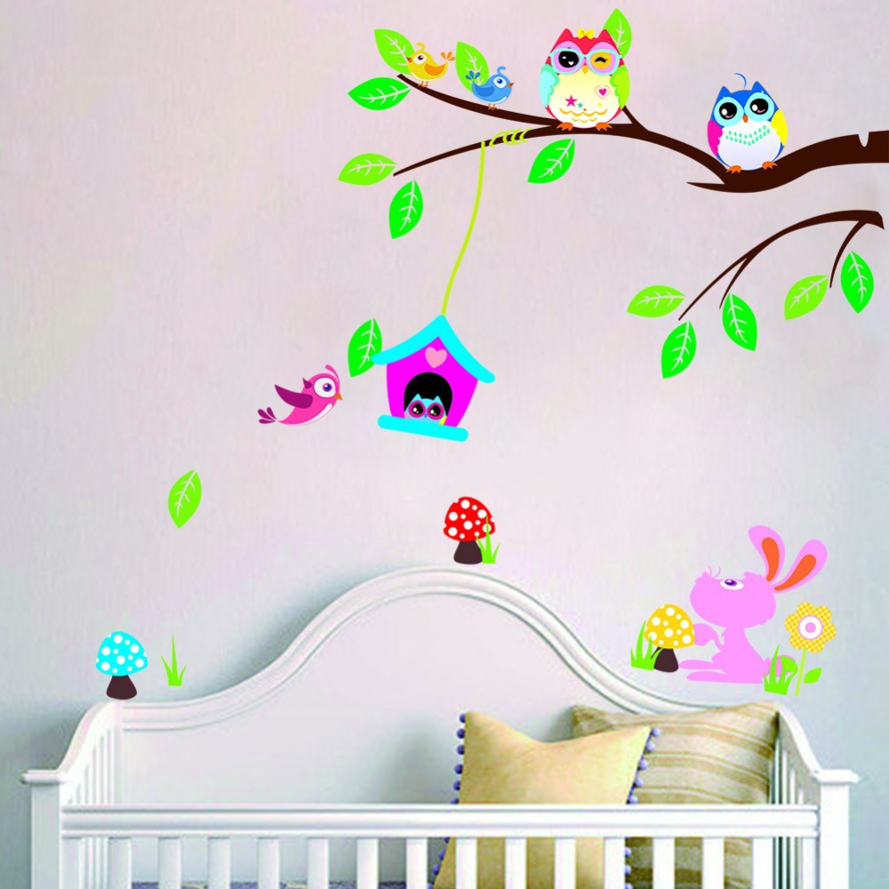gratis pengiriman lucu berwarna warni owl burung pohon decals dinding pembibitan anak anak gratis pengiriman lucu berwarna warni owl burung pohon decals dinding pembibitan anak anak