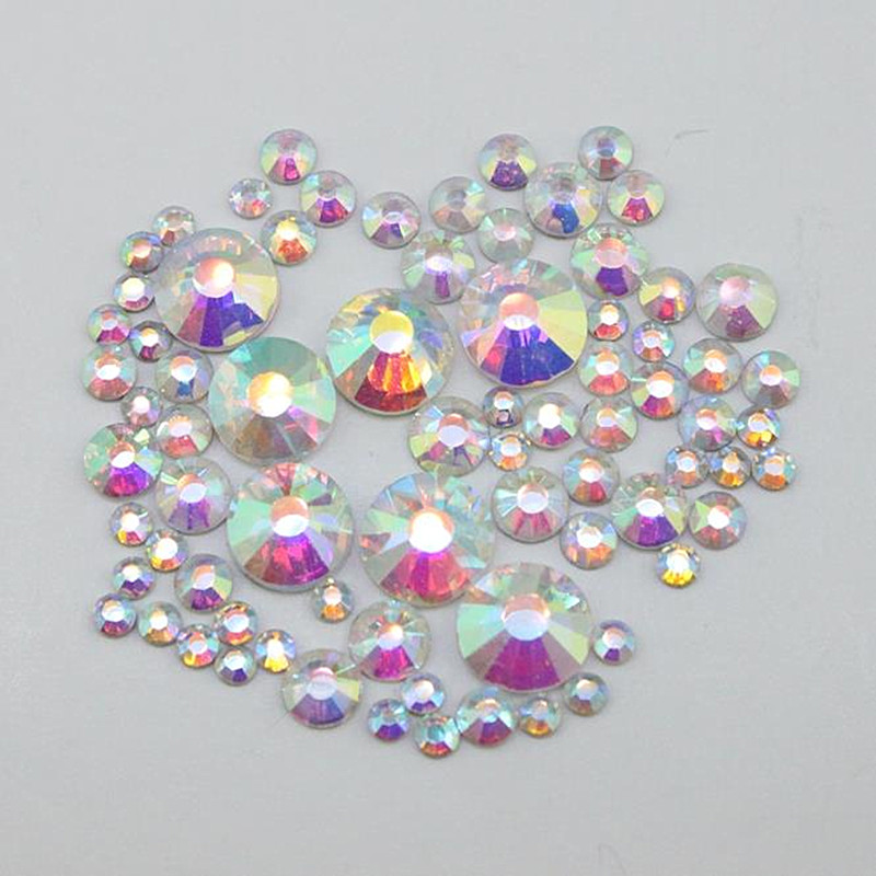 Image of 1000PCS/Pack Mix Sizes Crystal Clear AB Non Hotfix Flatback Rhinestones Nail Rhinestoens For Nails 3D Nail Art Decoration Gems