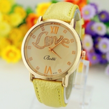 6 colores 2015 recién llegado para Unisex de cuarzo Leather Band Girl moda y ocasional analógico relojes reloj de pulsera de moda montre femme