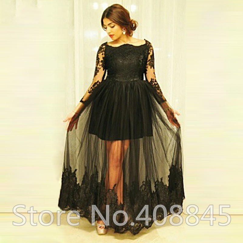 High Quality Plus Size Long Sleeve Black Prom Dress-Buy Cheap Plus ...